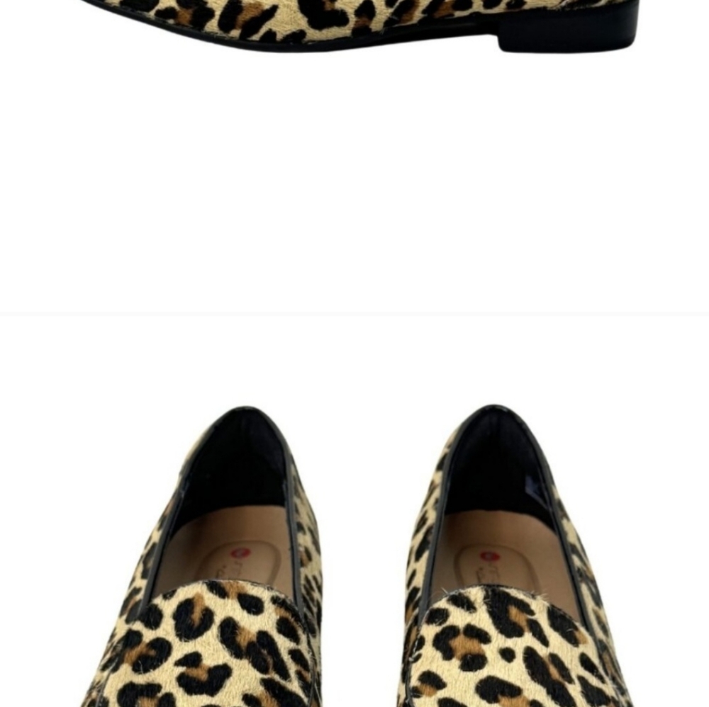 Clarks Unstructured Women's Size 7M Leopard Print Pony Hair Slip On Loaf…